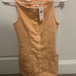 Maeve Peach Button-Down Mini Dress